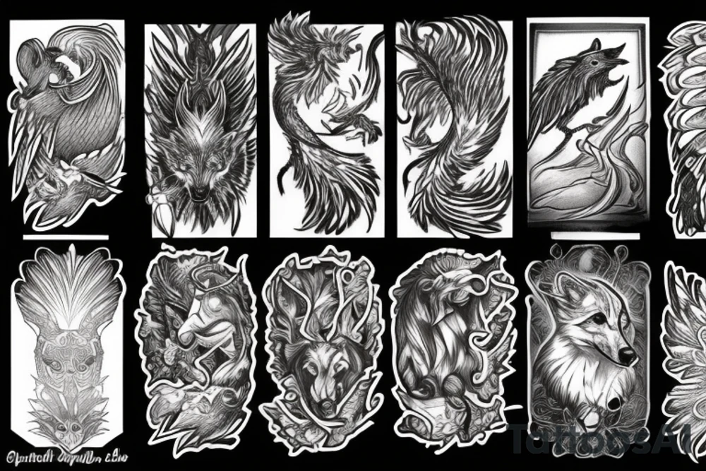 Wolf and Phoenix tattoo idea