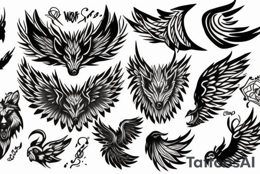 Wolf and Phoenix tattoo idea