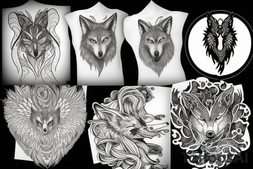 Wolf and Phoenix tattoo idea