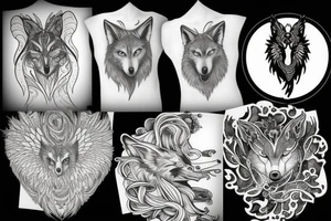 Wolf and Phoenix tattoo idea