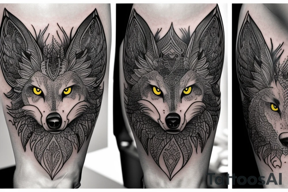 Wolf and Phoenix , half sleeve , for man tattoo idea