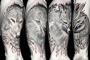 Wolf and Phoenix , half sleeve , for man tattoo idea