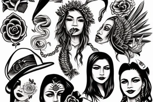 Compas with a mexcian inspire woman and native tattoo idea