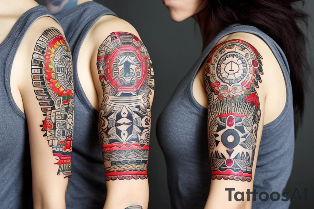 Full sleeve 
Compas with a mexcian inspire woman and native tattoo idea