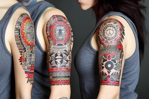 Full sleeve 
Compas with a mexcian inspire woman and native tattoo idea
