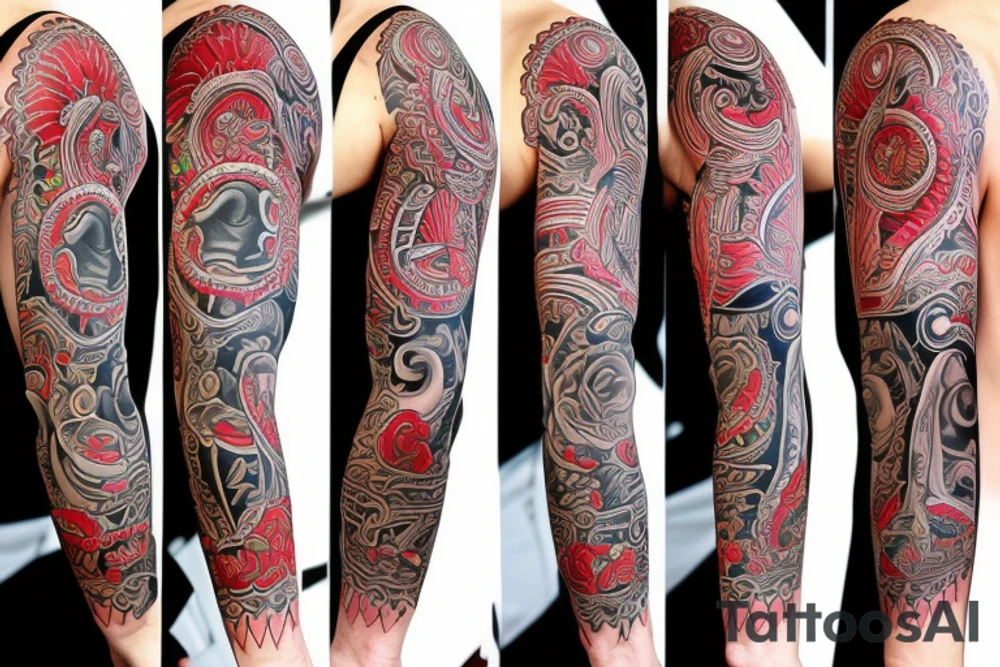 Full sleeve 
Compas with a mexcian inspire woman and native tattoo idea
