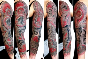 Full sleeve 
Compas with a mexcian inspire woman and native tattoo idea