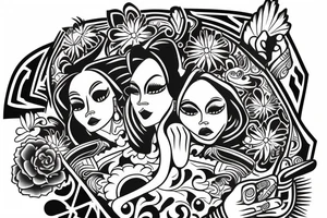 Full sleeve 
Compas with a mexcian inspire woman and native tattoo idea