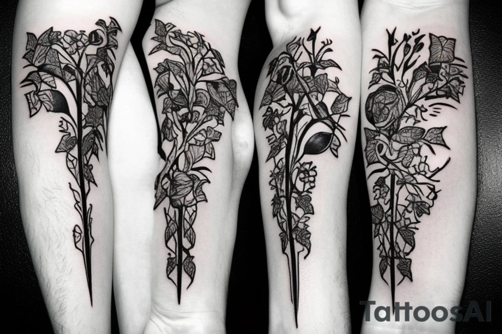 sword with ivy tattoo idea