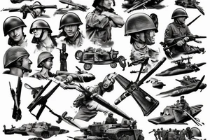 World War II battle scene tattoo idea
