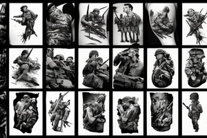 World War II battle scene tattoo idea