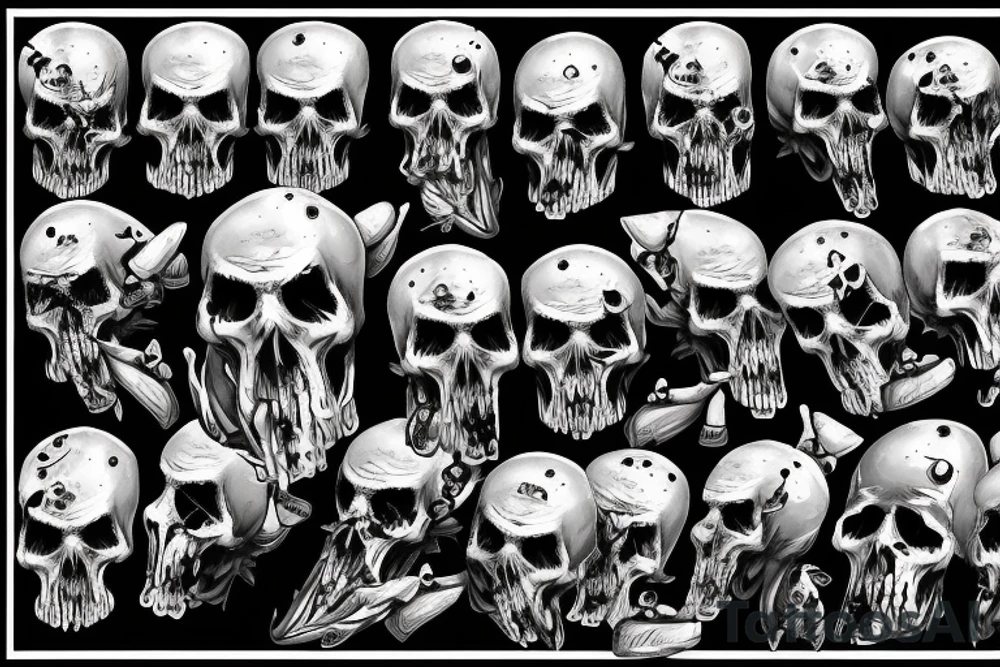 World War 2 battle scene with skulls tattoo idea
