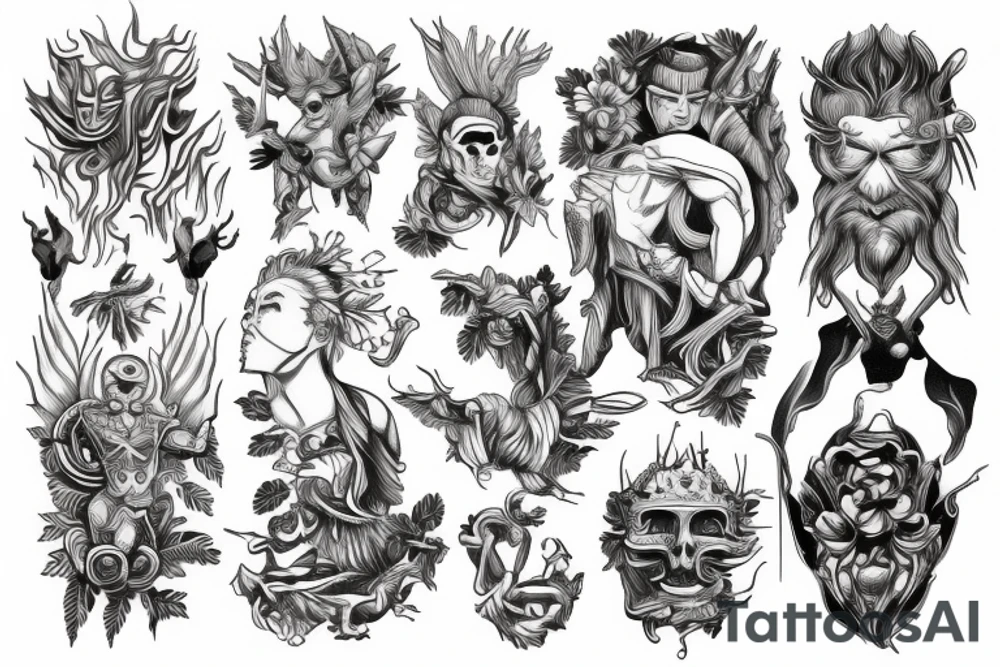 A god made of wood tattoo idea