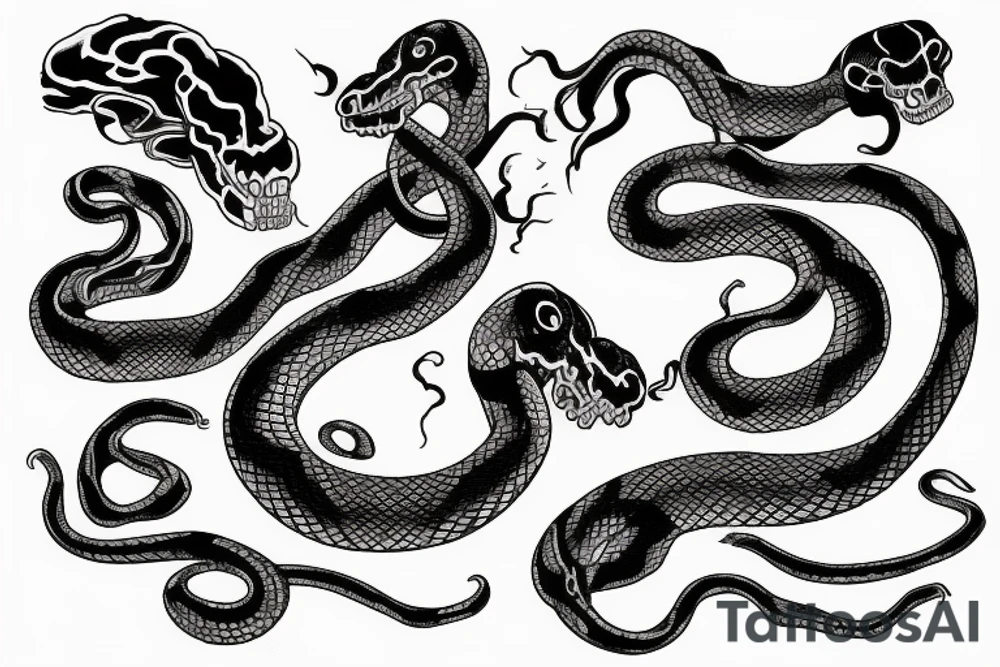 Death themed snake tattoo idea