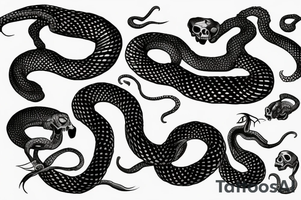 Death themed snake tattoo idea