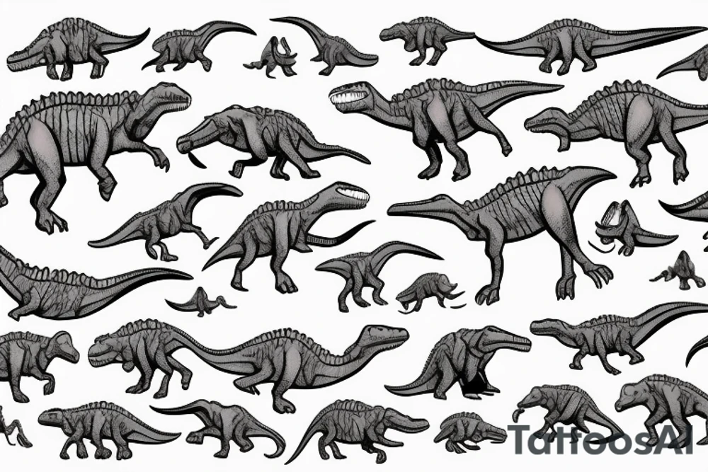 A dinosaur riding on roller skates tattoo idea
