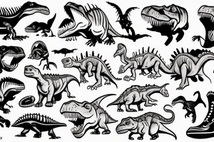 A dinosaur riding on roller skates tattoo idea