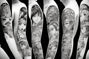Four people in anime style tattoo idea