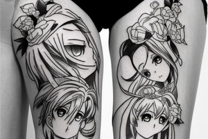 Four people in anime style tattoo idea