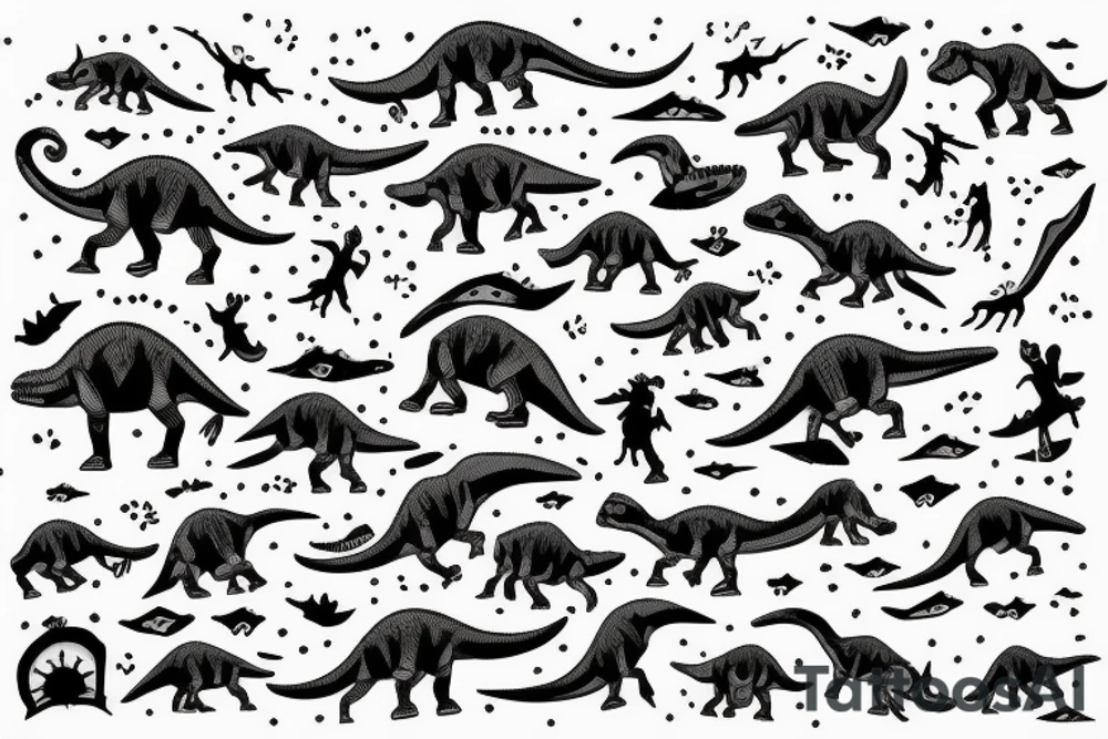 A dinosaur riding on roller skates tattoo idea