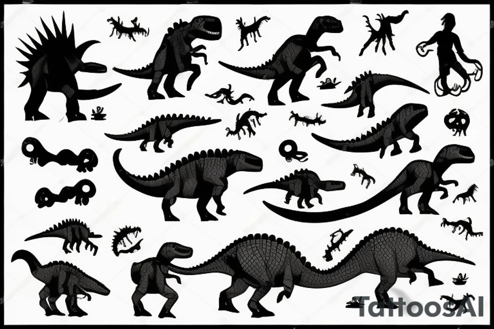 A dinosaur riding on roller skates tattoo idea