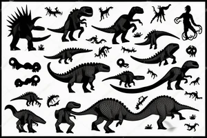 A dinosaur riding on roller skates tattoo idea