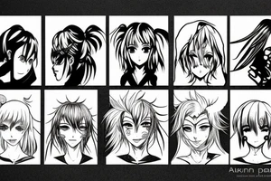 Four people in anime style tattoo idea