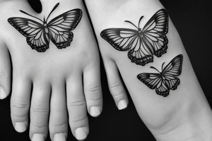 Hand tattoo with rose, butterflies etc tattoo idea