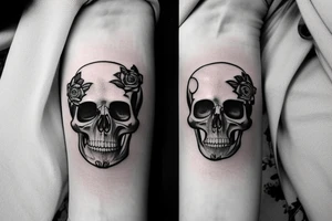 Hand tattoo with rose butterfly skull hearts tattoo idea