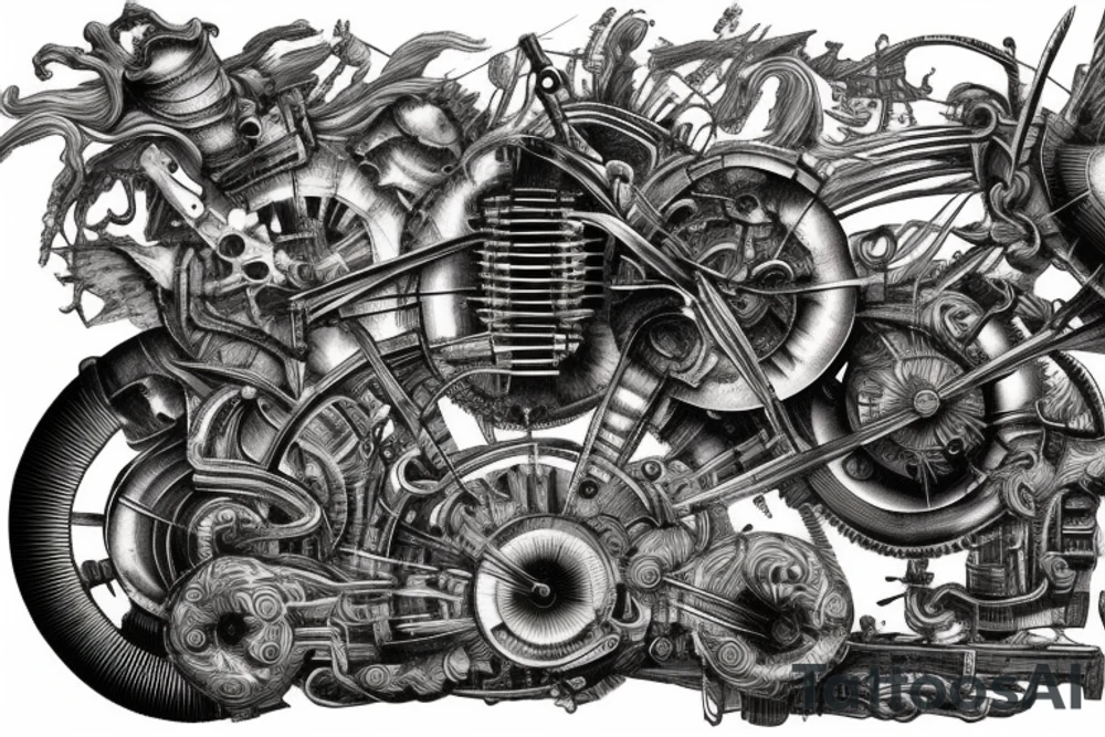 Steam-powered machine in a dead city tattoo idea