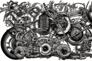 Steam-powered machine in a dead city tattoo idea