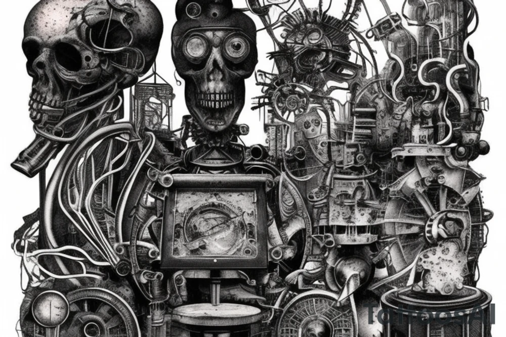 Steam-powered machine in a dead city tattoo idea