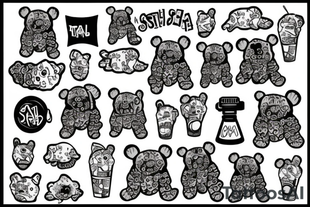 Trash polka bear tattoo idea