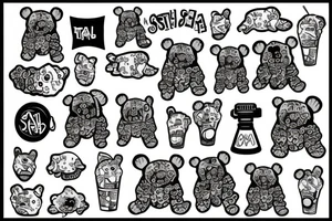 Trash polka bear tattoo idea