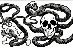 Skull with a snake and smoke tattoo idea