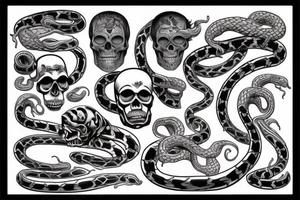 Skull with a snake and smoke tattoo idea