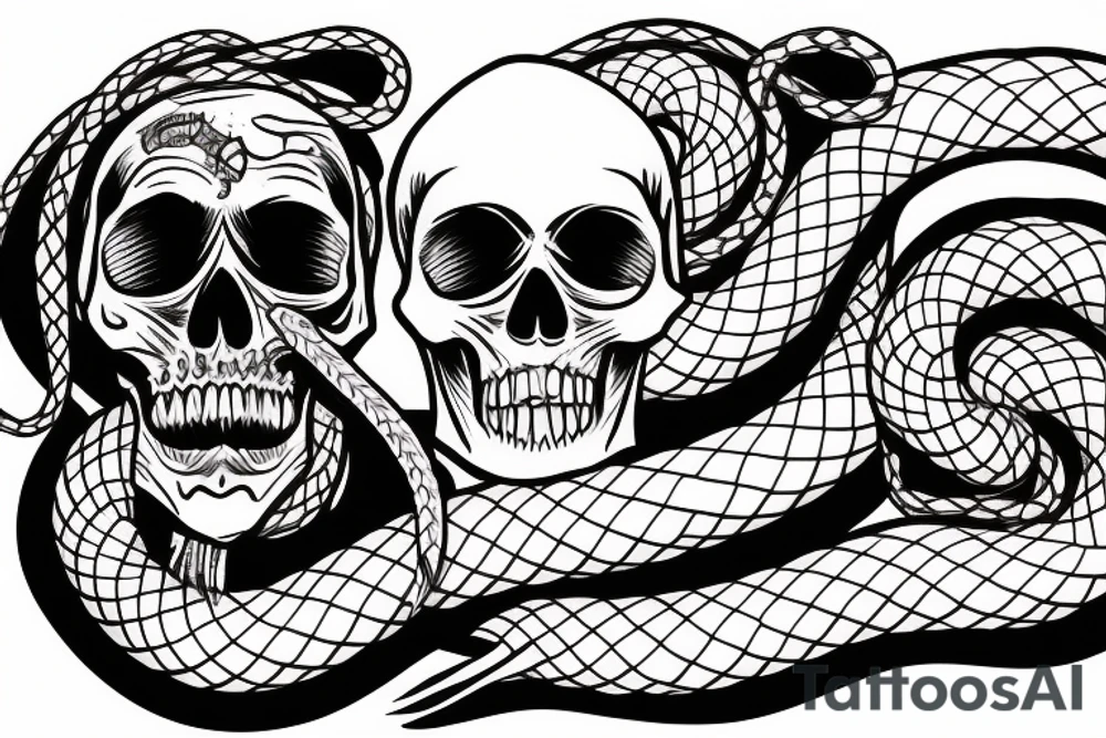 Skull with a snake and smoke as sleeve tattoo tattoo idea