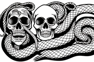 Skull with a snake and smoke as sleeve tattoo tattoo idea