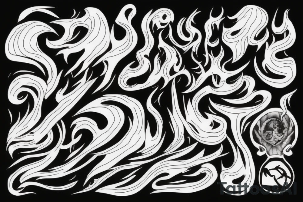 wind and smoke like a tornado around two hands holding a person tattoo idea