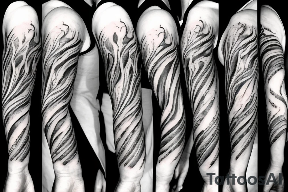 wind and smoke like a tornado around two hands holding a person tattoo idea