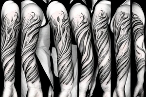 wind and smoke like a tornado around two hands holding a person tattoo idea
