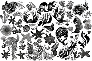 flowers with a mermaid tattoo idea