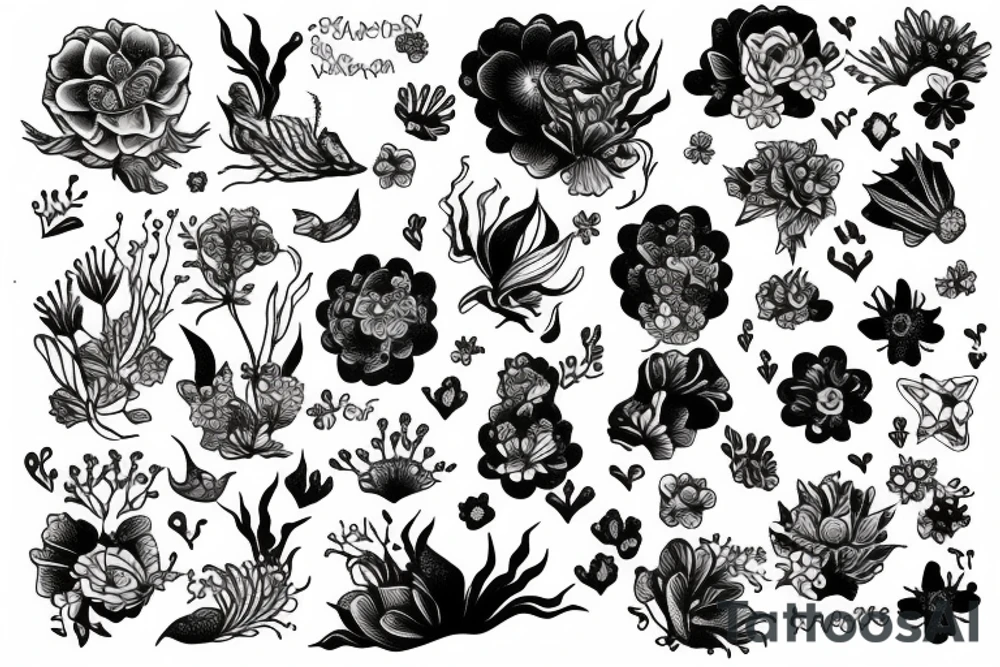 flowers with a mermaid tattoo idea