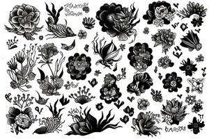 flowers with a mermaid tattoo idea