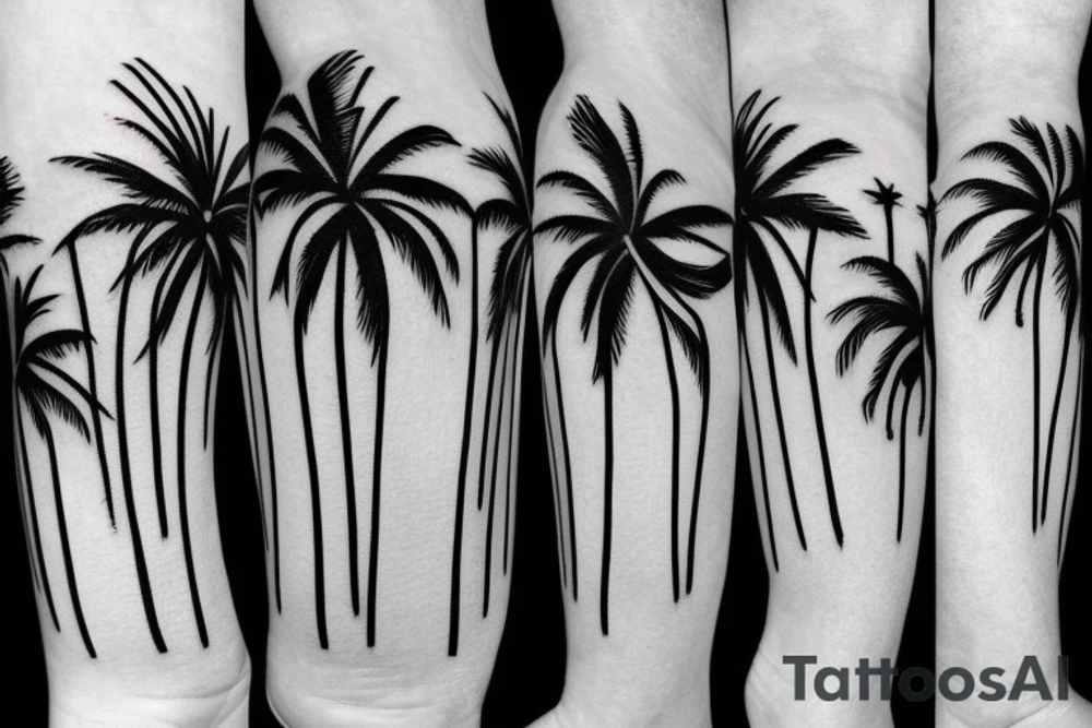 Palm trees for a males thigh tattoo idea