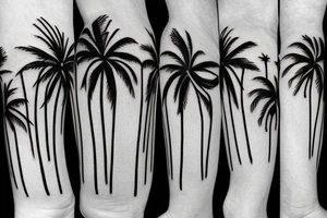 Palm trees for a males thigh tattoo idea