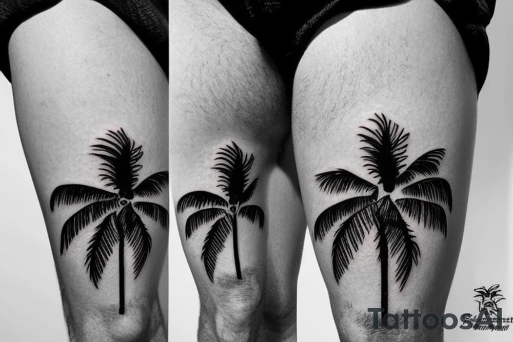 Palm trees for a males thigh tattoo idea