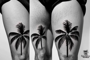 Palm trees for a males thigh tattoo idea
