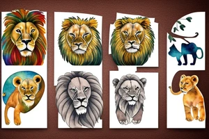 Nature with lion a bear and her cubs tattoo idea