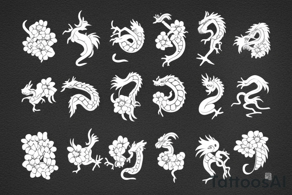 Chinese dragon with cherry blossoms tattoo idea
